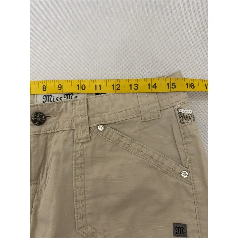 Miss Me Women’s Tan Rip Stop Shorts Size 27 CP1248 Cargo - Picture 9 of 12